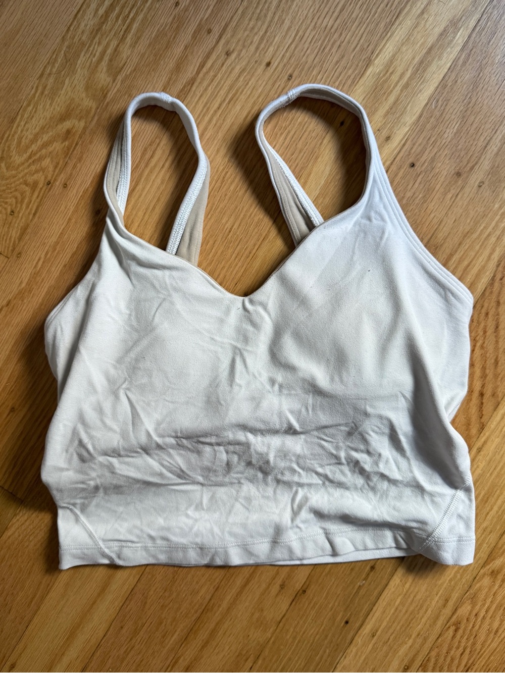 lululemon athletica Cream V-Neck Longline Sports Bralette